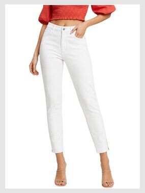 Theory Slim Ankle Pants White Stretch Zip Hem Size 0